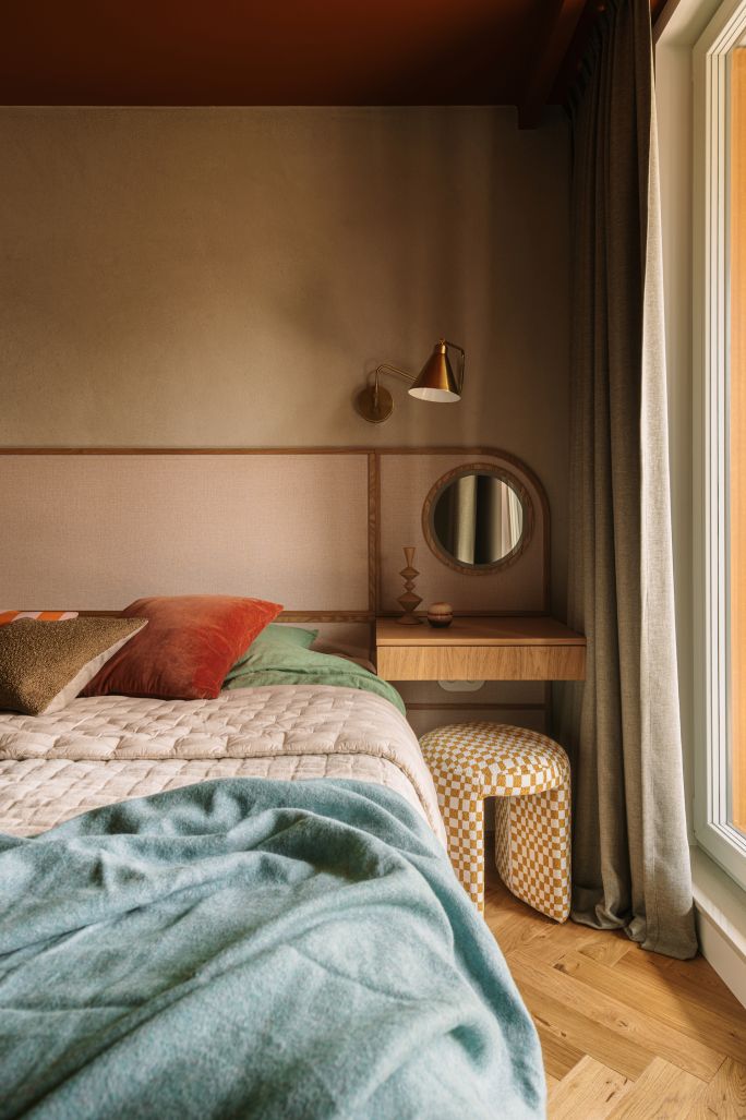 przytulna sypialnia w retro stylu
