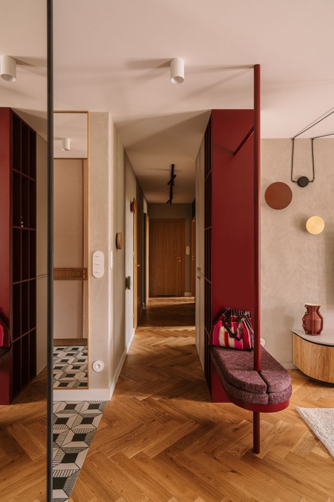 nowoczesne przedpokój z siedziskiem