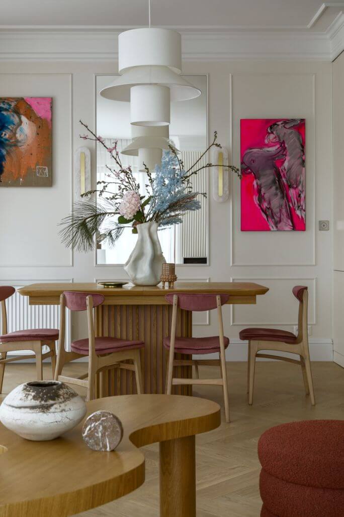 styl glamour ocieplony elementami japandi