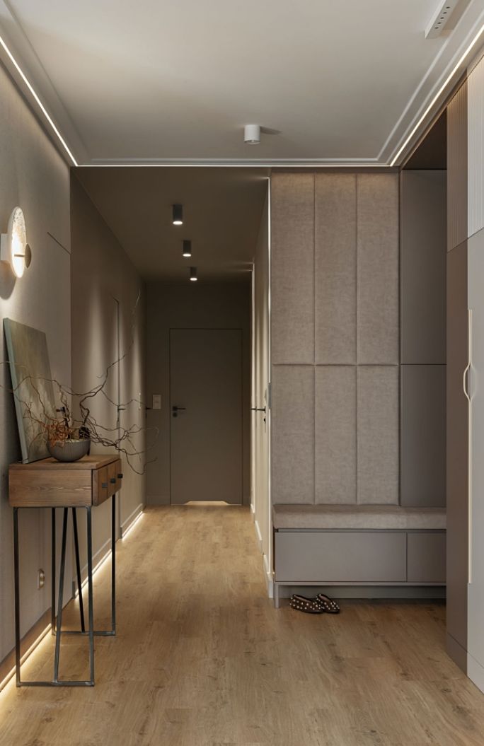 hol przedpokój w beżach i szarościach