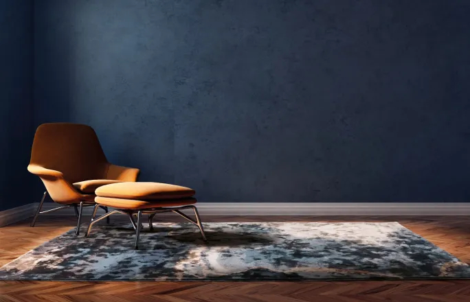 Granatowy dywan dekoracyjny Carpet Decor Escape blue ze złotymi żyłkami