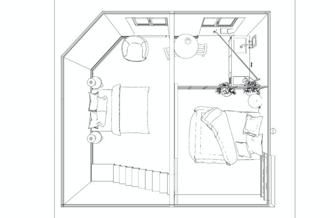 mieszkanie 36 m2 z sypialnią na antresoli plan