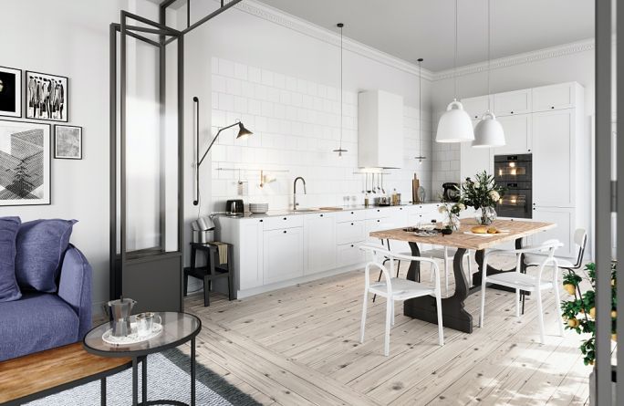 kuchnia bez górnych szafek