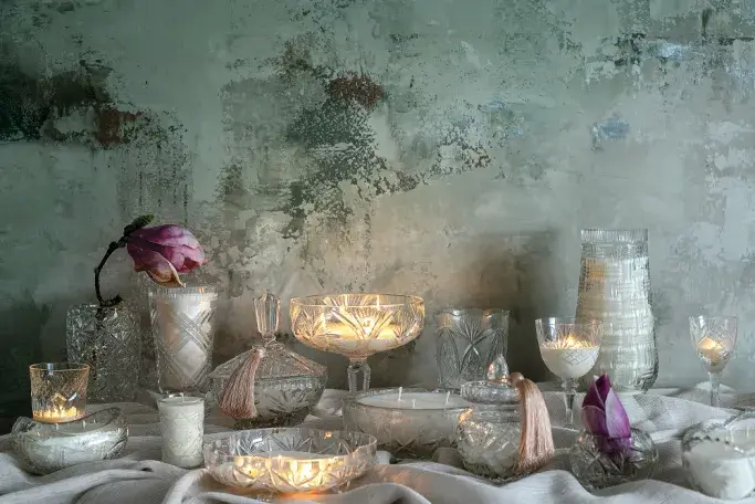 świece w kryształach vintage