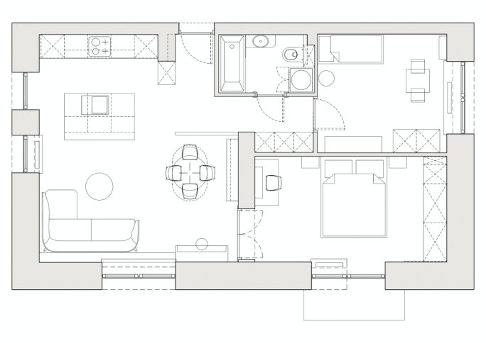 mieszkanie 58 m2 plan