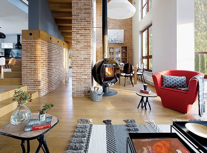 ściana z cegły aranżacje