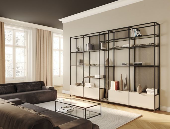 system IQube jako metalowe regały i szafki