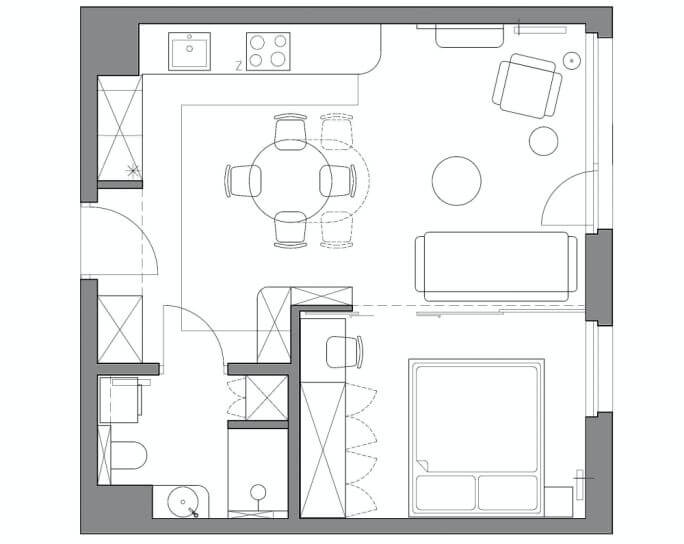 projekt mieszkania 42m2
