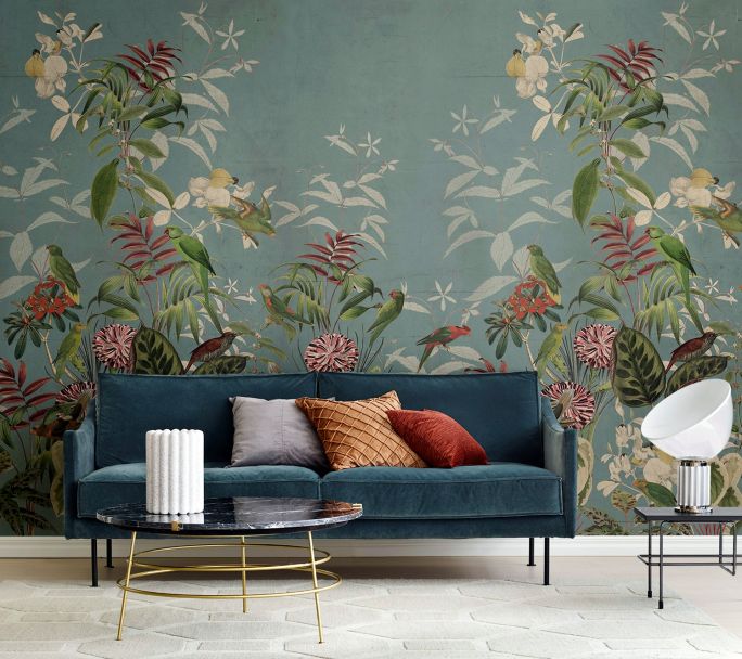tapeta na ścianie w salonie