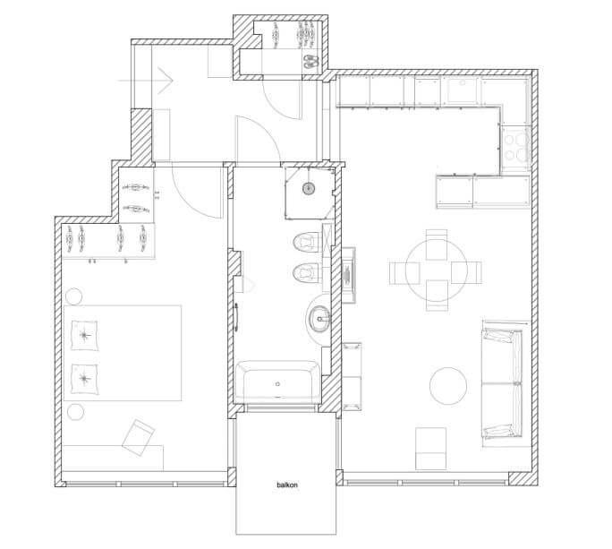 53-metrowe mieszkanie projekt wnętrza