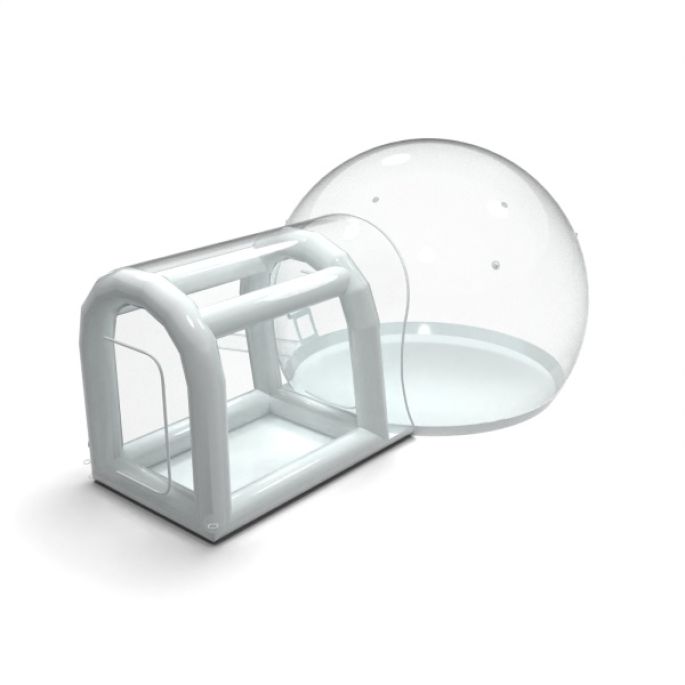 Bubble House – dmuchana kopuła z balonami jako fotostrefa w ogrodzie