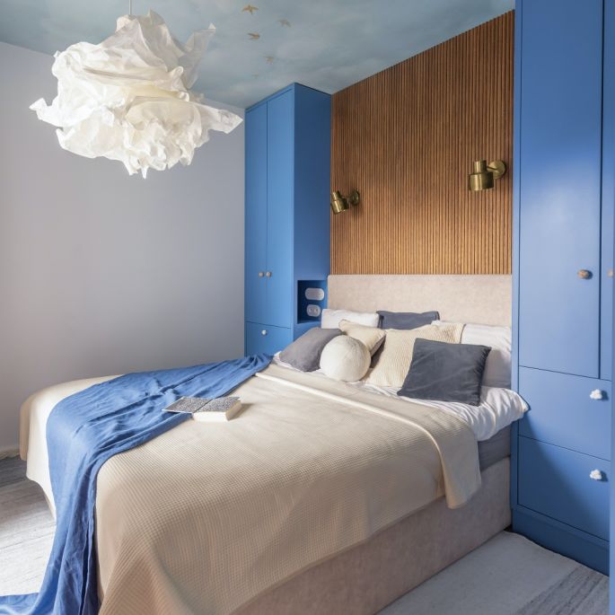 mieszkanie 53 m2 urządzone w zieleni i błękicie