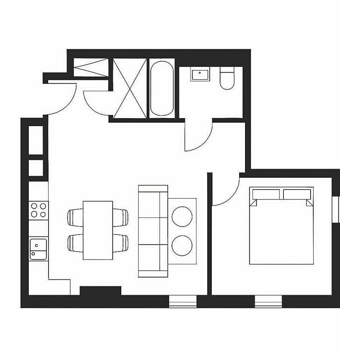 projekt mieszkania 45 m2