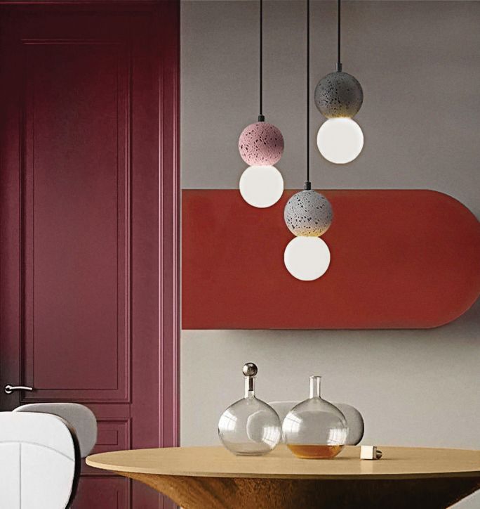 Lampy wiszące Nordic Creative z mlecznego szkła i matowego kamienia wulkanicznego