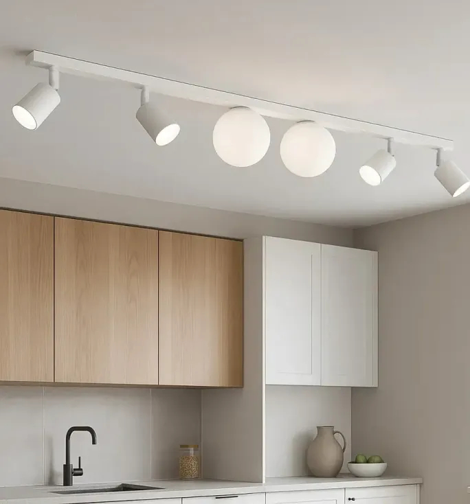 Lampa sufitowa na listwie kulista biała ANDI