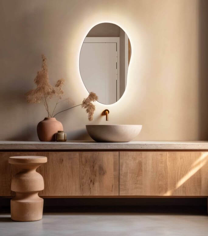 unikalne lustra w stylu japandi