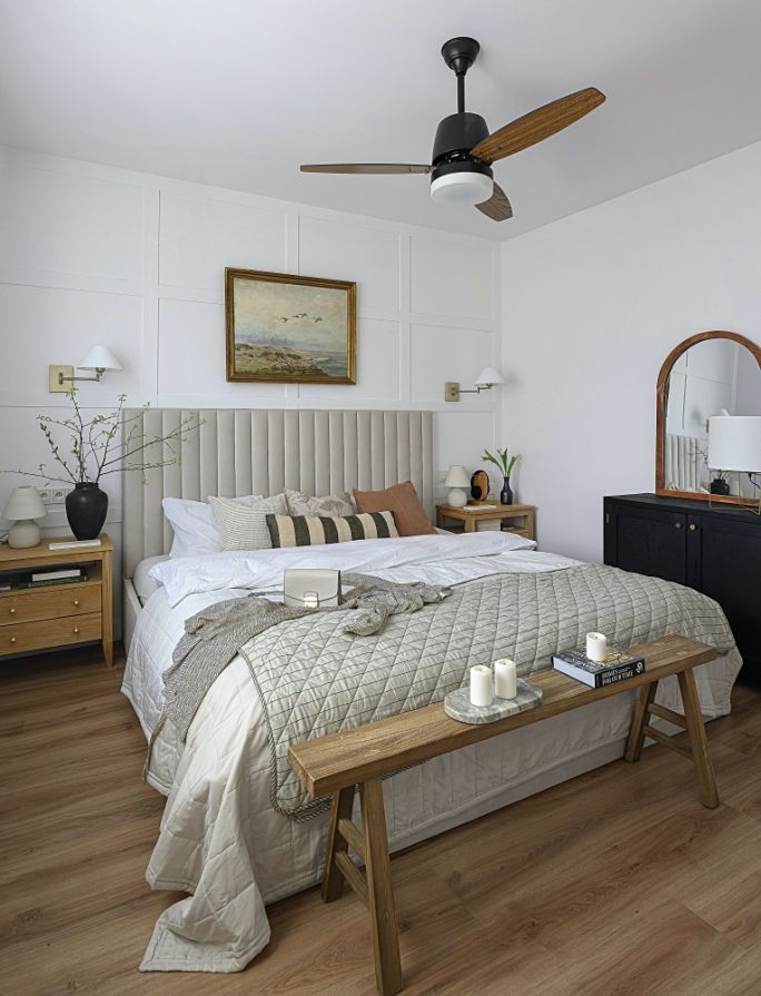 styl modern farmhouse sypialnia