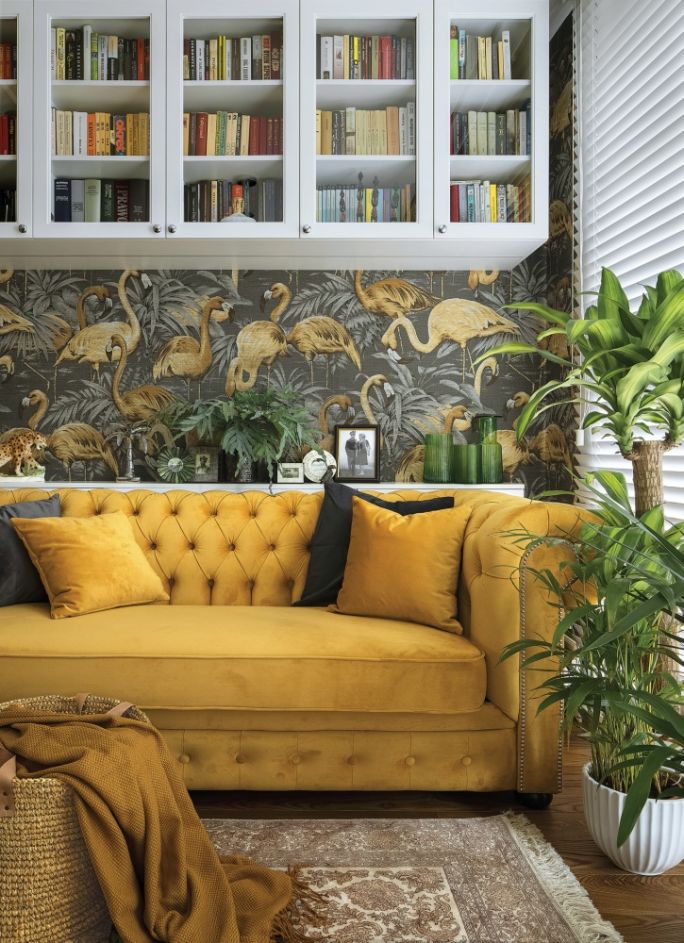 tapety ścienne za kanapą