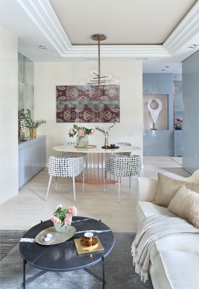 pastelowy salon nowoczesny