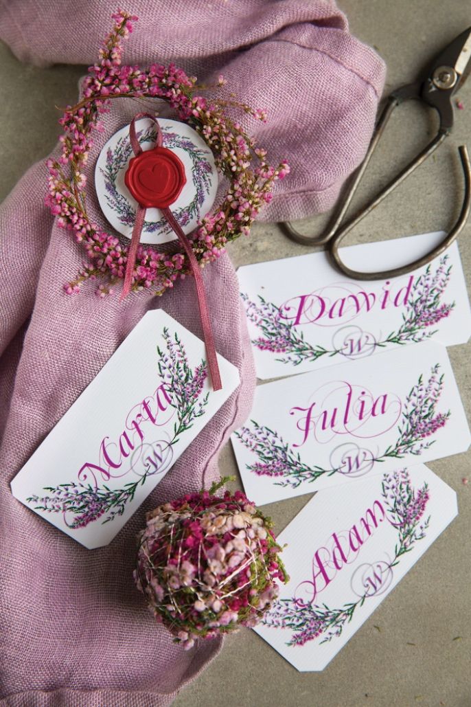 wianki z wrzosów dekoracje stołu