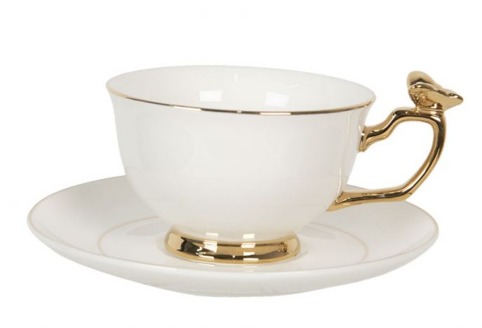 Filiżanka do herbaty ze złotym motylem porcelana