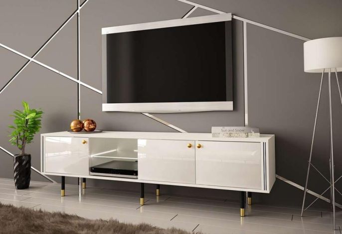 białe meble do salonu nowoczesne szafka rtv