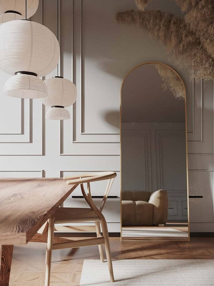 lustro w stylu japandi