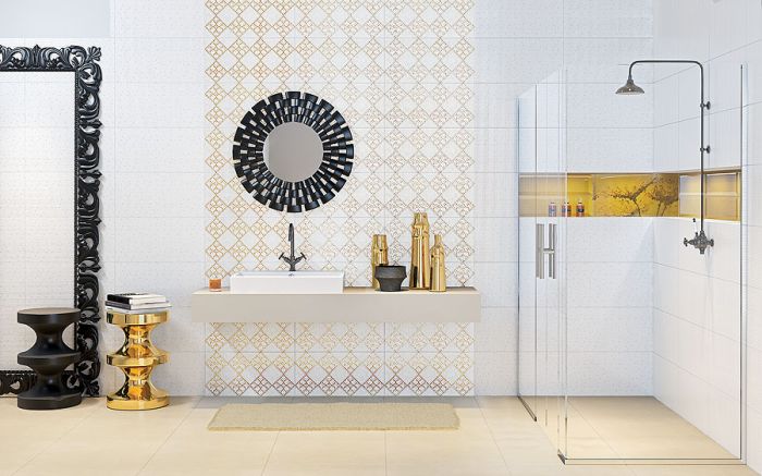Łazienka złotem zdobiona