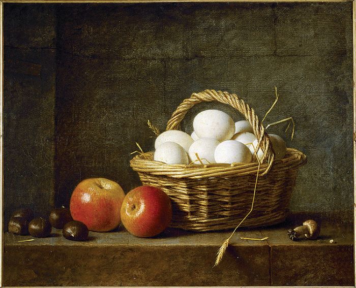 Martwa natura z koszem jajek , Henri Horace, 1788 r.