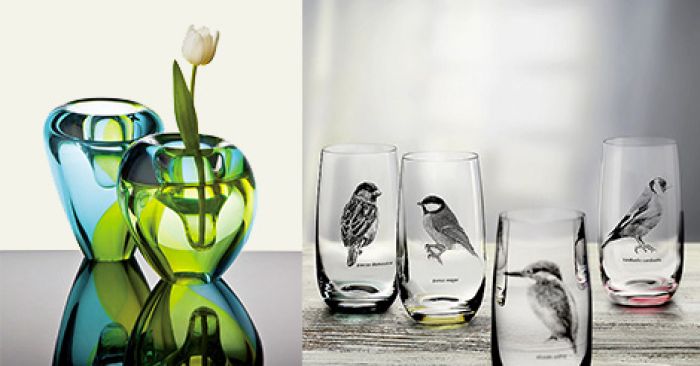 Projekt wazonu z zielononiebieskiego szkła. To trudne połączenie kolorów, niełatwo też zrobić lejek, do którego