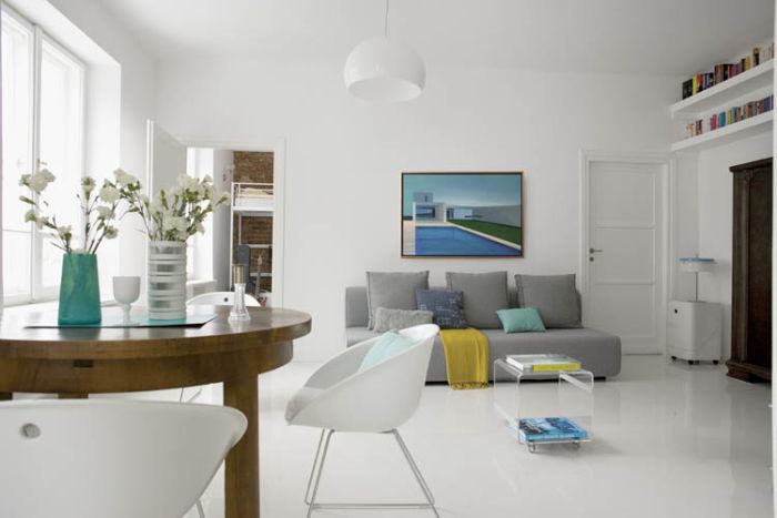 Ulubiony kolor właścicielki mieszkania to biel.