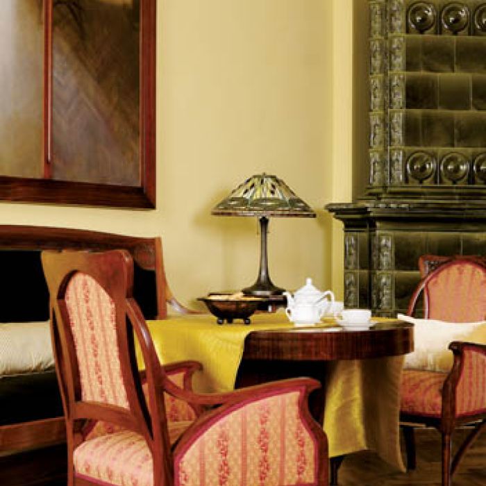 stylowe wnętrze kaflowy piec