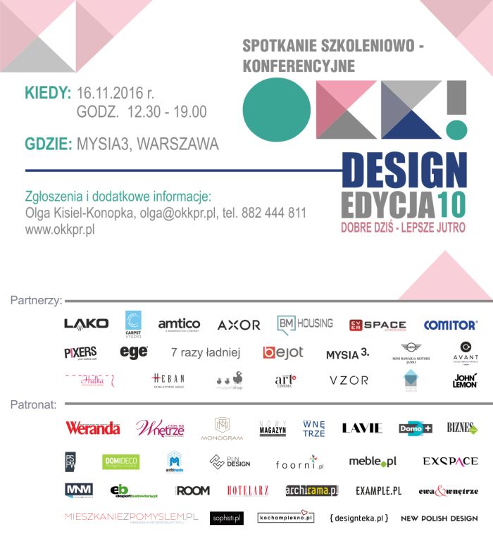 Zapraszamy na 10. spotkanie OKK! design