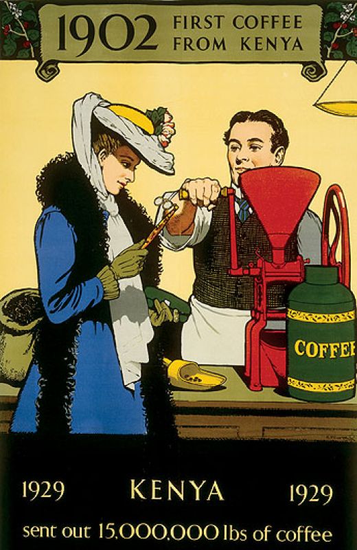 Plakat reklamujący kawę sprowadzaną z Kenii, Zarząd Marketingu Imperium, 1929 r.
