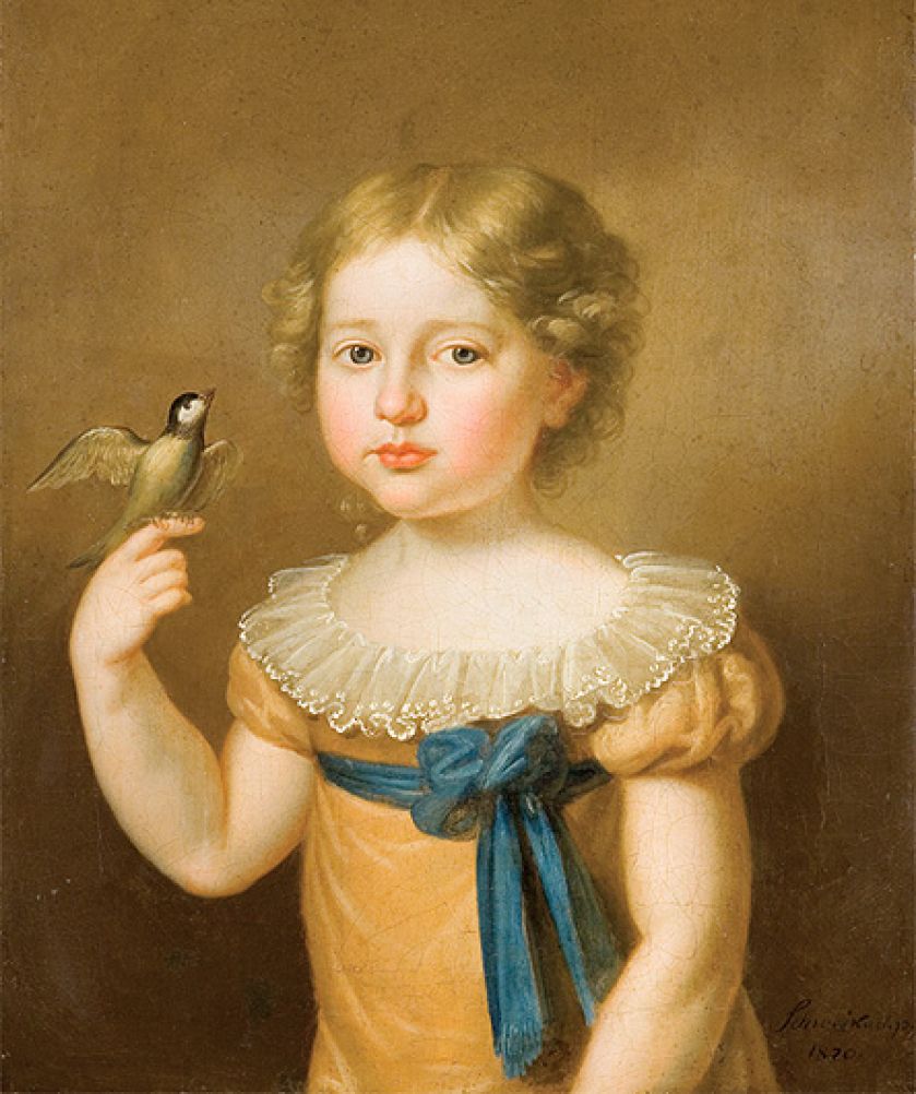 Portret dziewczynki z ptaszkiem, K. Schweikart, 1820 r.