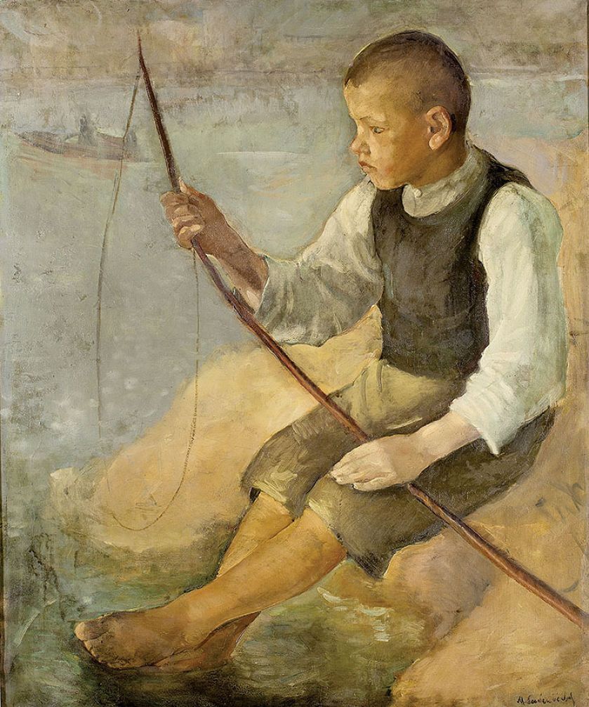 Efraim i Menasze Seidenbeutlowie Chłopiec z wędką