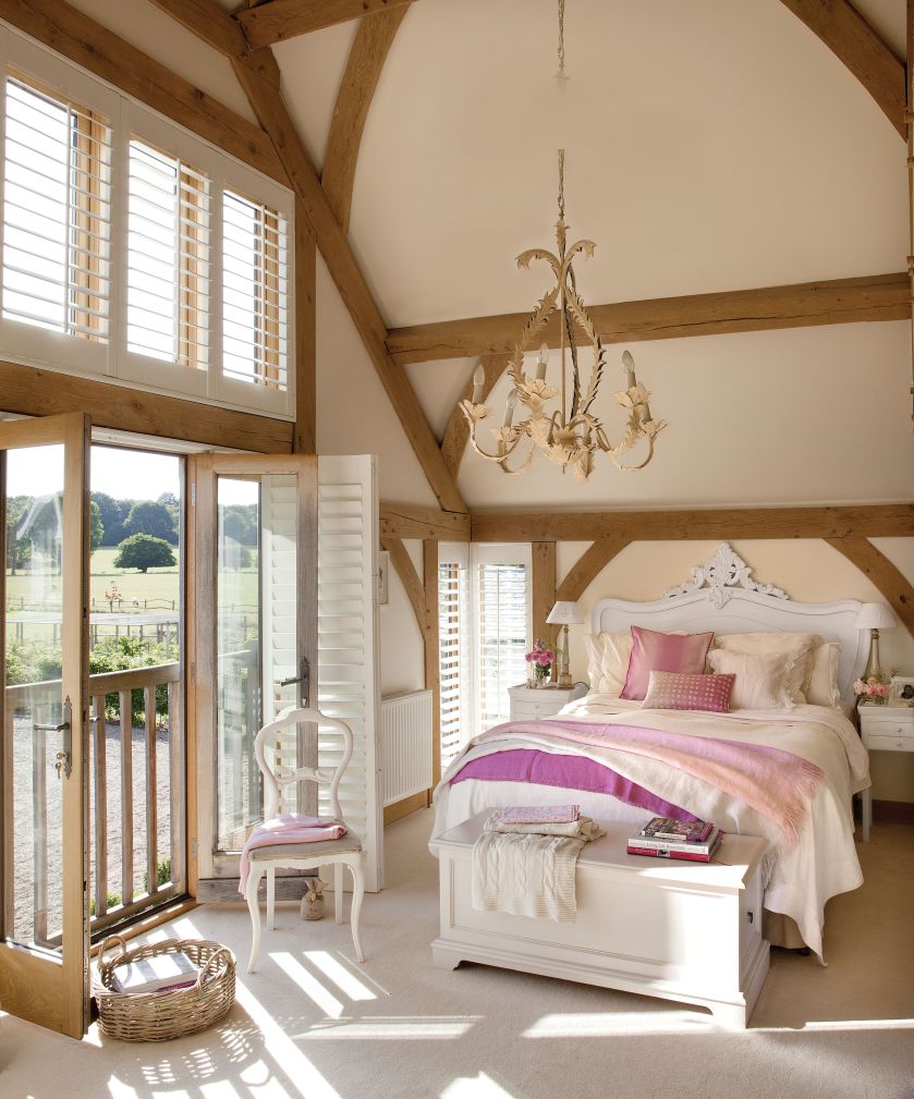 sypialnia w stylu rustykalnym