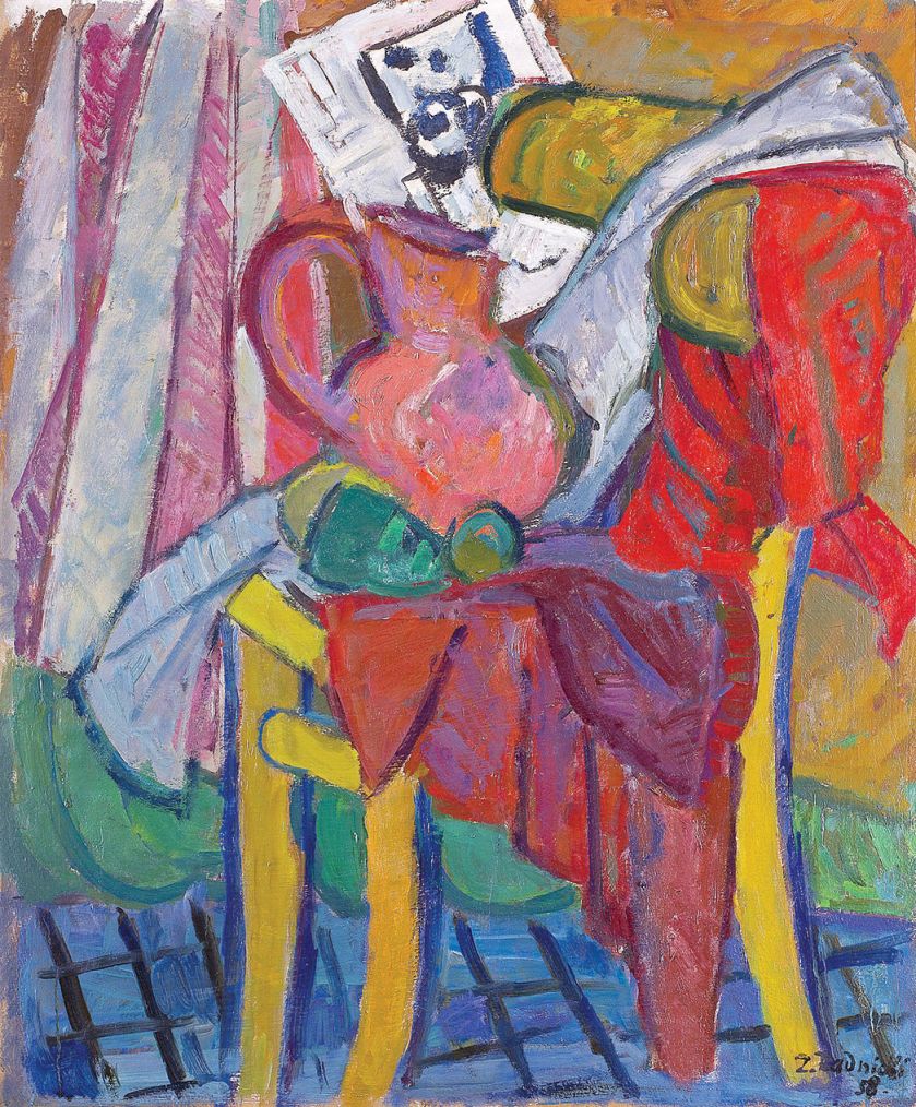 Zygmunt Radnicki: Martwa natura na krześle, 1958 r.