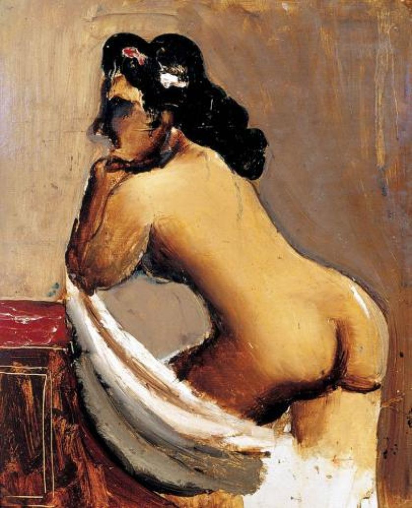 Artur Nacht-Samborski- Akt z białą draperią , 1925 r., Muzeum Narodowe w Poznaniu