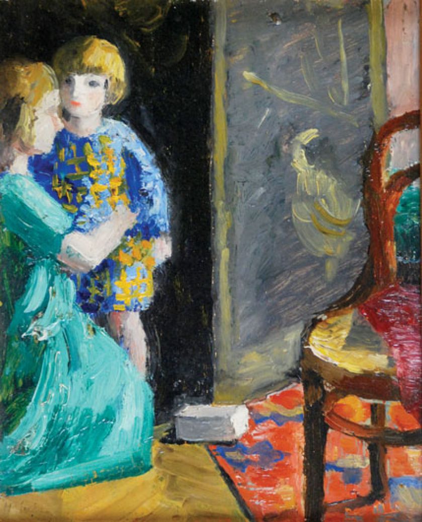 Scena we wnętrzu z portretem córeczki , REMPEX, aukcja z dn. 25.02.2009, nr kat. 261