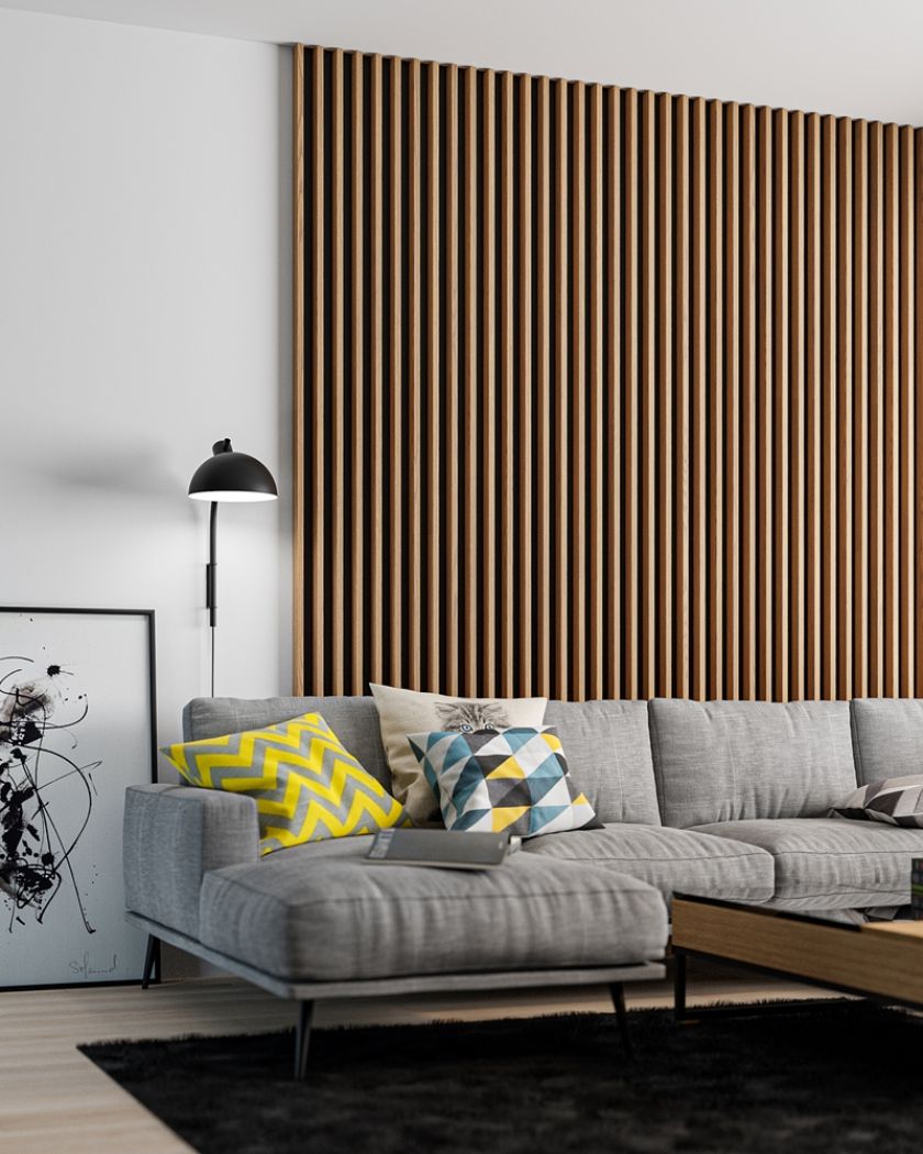 lamele ścienne w salonie