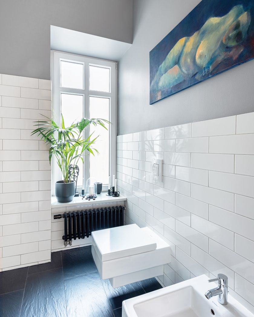 czarno biała łazienka