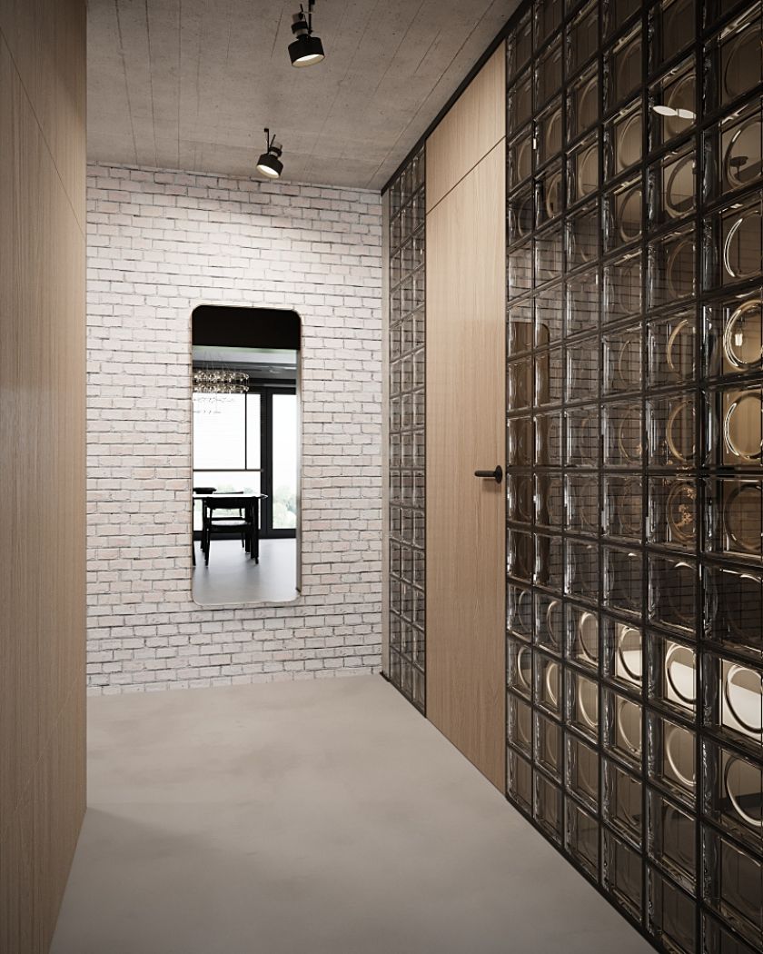 hol ze ścianą z luksferów