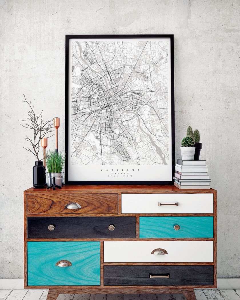 Mapa może być artystyczną grafiką - pięknie prezentuje się we wnętrzu.