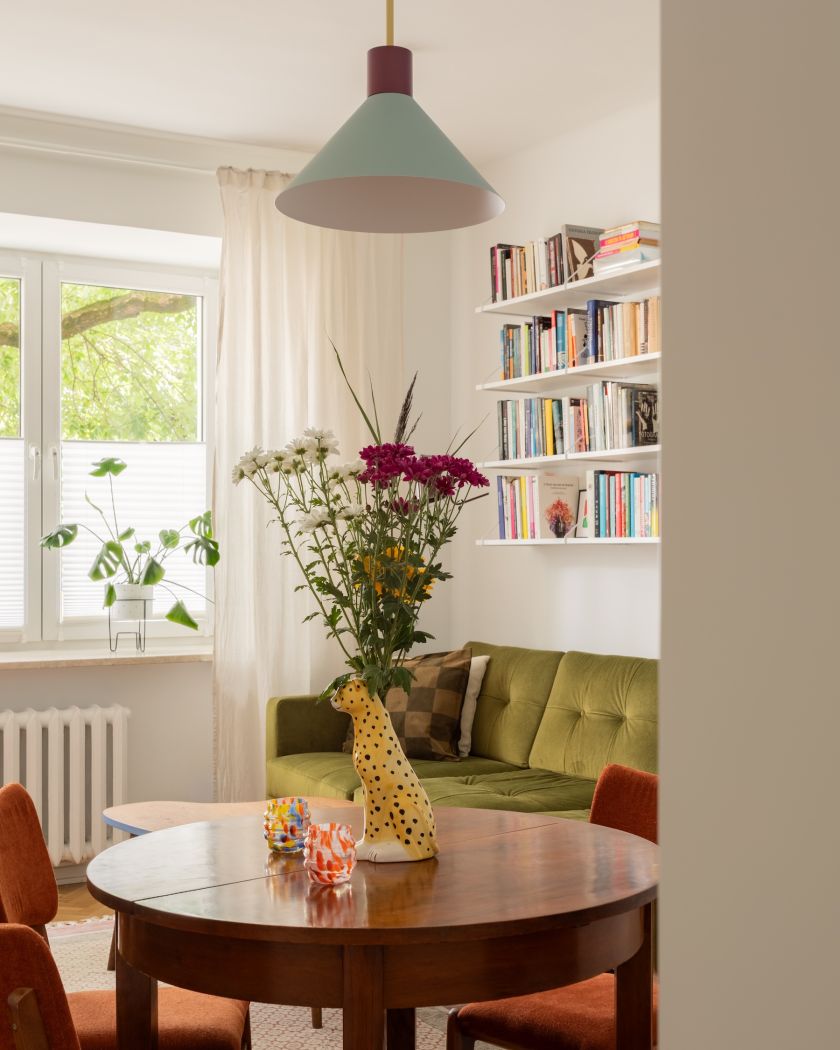 jadalnia w salonie w stylu vintage