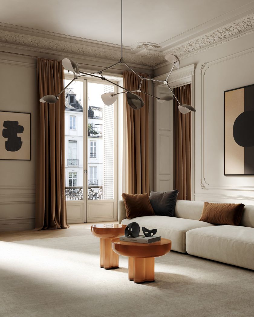 minimalistyczny salon w jasnych kolorach