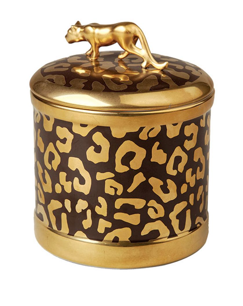 L’Objet, Leopard – świeca w porcelanowym pojemniku, po jej wypaleniu pozostaje puzderko, salony Rosenthal i