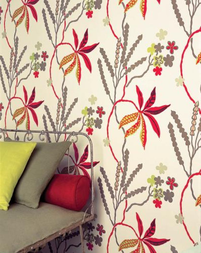 Artystyczna wizja kłosów i kwiatów na ścianie wygląda jak... grafika. DECODORE