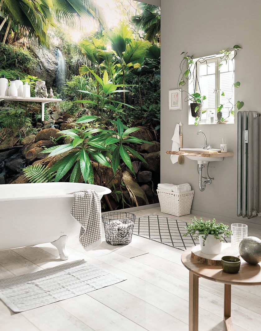 Wariacja na temat łazienki afrykańskiej: nowoczesna fototapeta stwarza wyjątkowy klimat. Fot. materiały prasowe