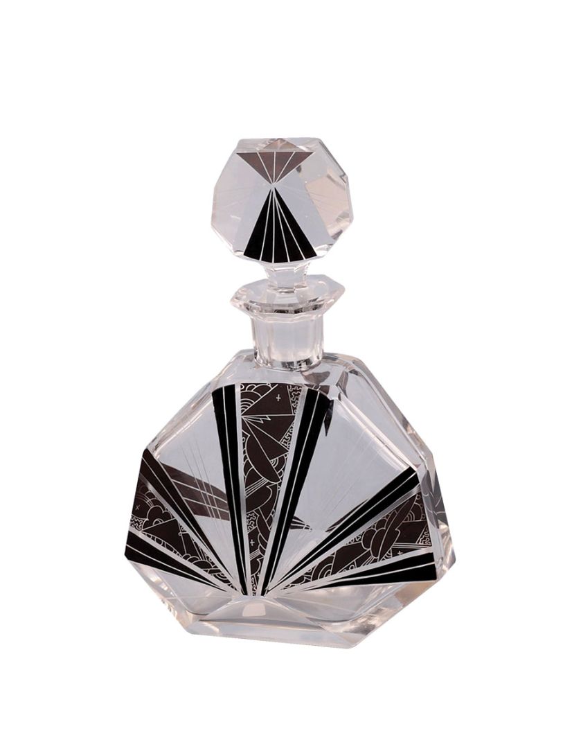 Karafka szklana z korkiem, projekt Karla Paldy, Bohemia, ok. 1930 r.